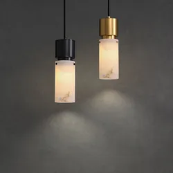 Natural Marble Chandelier Brass E14 Bulb For Bedroom Dining Room Shop Bar Stone  Gold Black Cord Adjustable