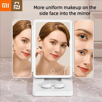 Xiaomi Youpin Foldable Makeup Mirror With LED Light 3 Folding Desktop Vanity Mirror Dimmable With Contact Lens Cleaning Machine