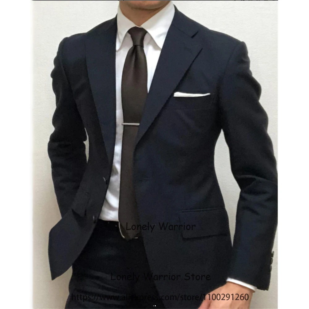 

Classic Black Mens Suits Formal Business Blazer Slim Fit Wedding Groom Tuxedos Banquet 2 Piece Set Terno Masculino Jacket Pants