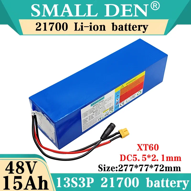 48V E-bike Battery 48v 15Ah 21700 Lithium Ion Battery Pack 13S3P Bike Conversion Kit Bafang Built-in 30A 1500w BMS+54.6V charger