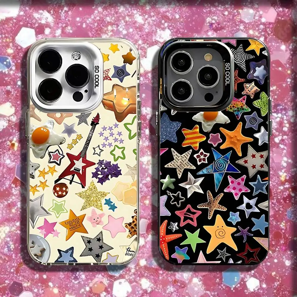 

Fashion Y2k Star Cool Phone Case For iPhone 16,15,14,13,12,11,Pro,Max,Plus,Mini,SE Black White Matte Shockproof Cover