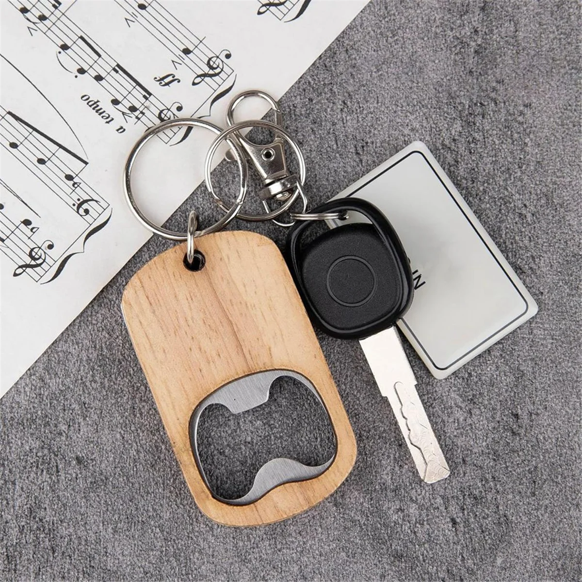 

12Pack Wood Bottle Opener Wooden Keychain Bottle Openers Blanks Wood Engraving Key Chains Key Tag for Home Kitchen Party E