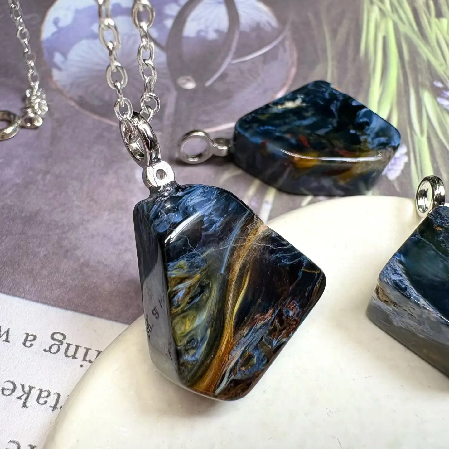 

1 Pc Natural Namibia Pietersite Peter Stone Pendant Irregular 925 Sterling Silver Reiki Healing Stone Jewelry Gift For Men Women