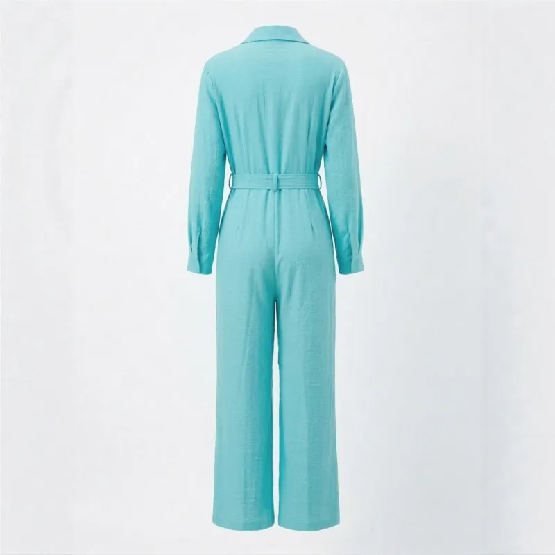 2026 New Women's Autumn And Winter Jumpsuit Solid Color V-neck Fashion Temperament Commuting Versatile And Comfortable Jumpsuit
