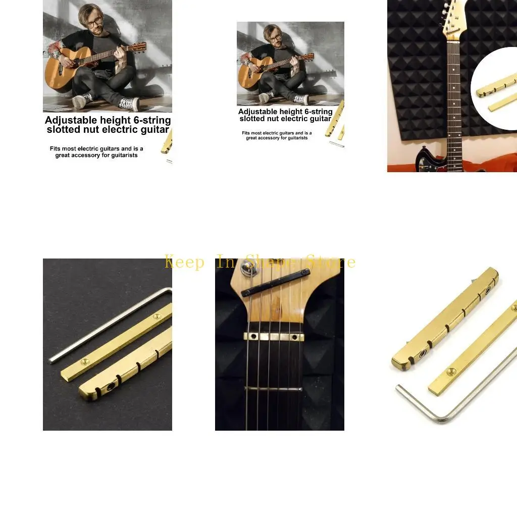 

U1JC Латунная перемычка для электрогитары, сменная регулируемая латунная гайка с колокольчиками, раздельная регулирующая гайка