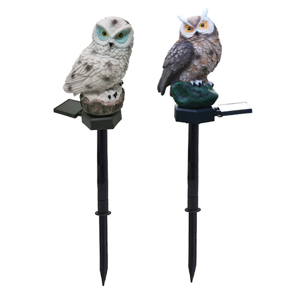 Outdoor Solar LED Lawn Light Owl Shape Garden Landscape Yard Stake Statue Solar Night Lamp Waterproof Animal Bird Ornament