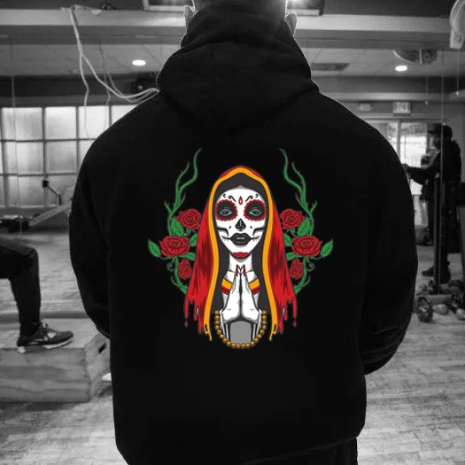 New La Santa Muerte Hoodie Pattern Sweatshirt Halloween New in Women Men Sportswear Pullover Autumn and Winter Essentials Hoodie