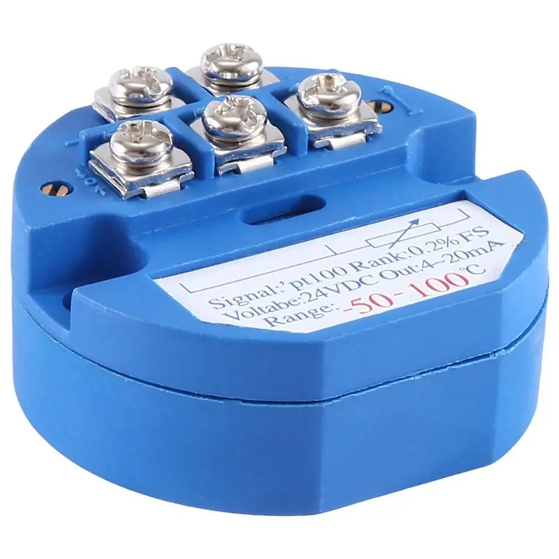 DT17 3X RTD PT100 Temperature Transmitter Module, -50-100°C DC24V Output 4-20MA, Thermal Resistance Signal Converter
