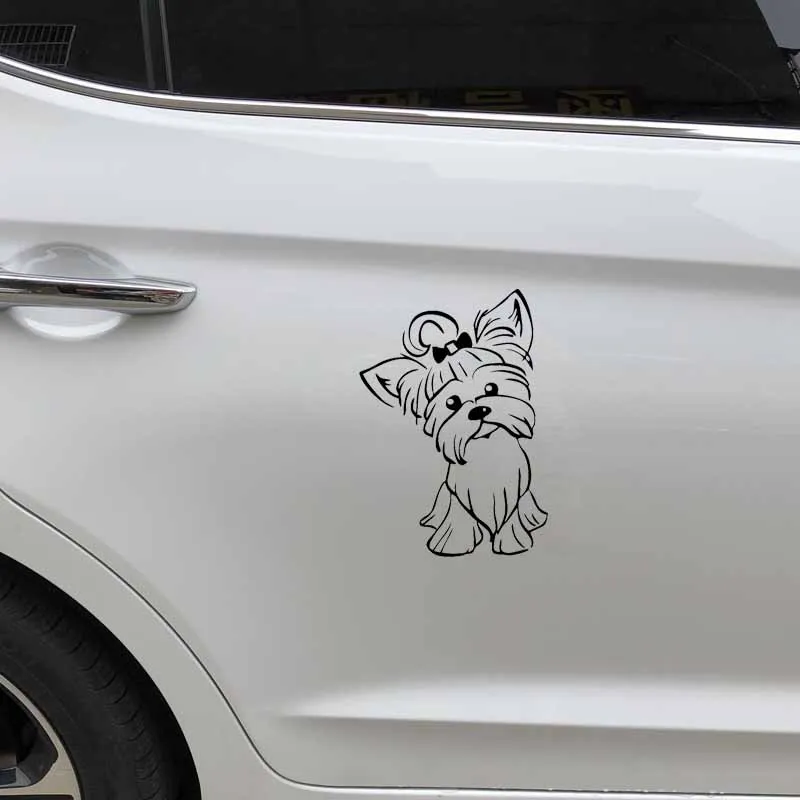 CTCM 12.2x17.3cm Yorkshire Terrier Puppy Yorkshire Terrier Cute funny puppy window vinyl Black / silver waterproof Car Sticker