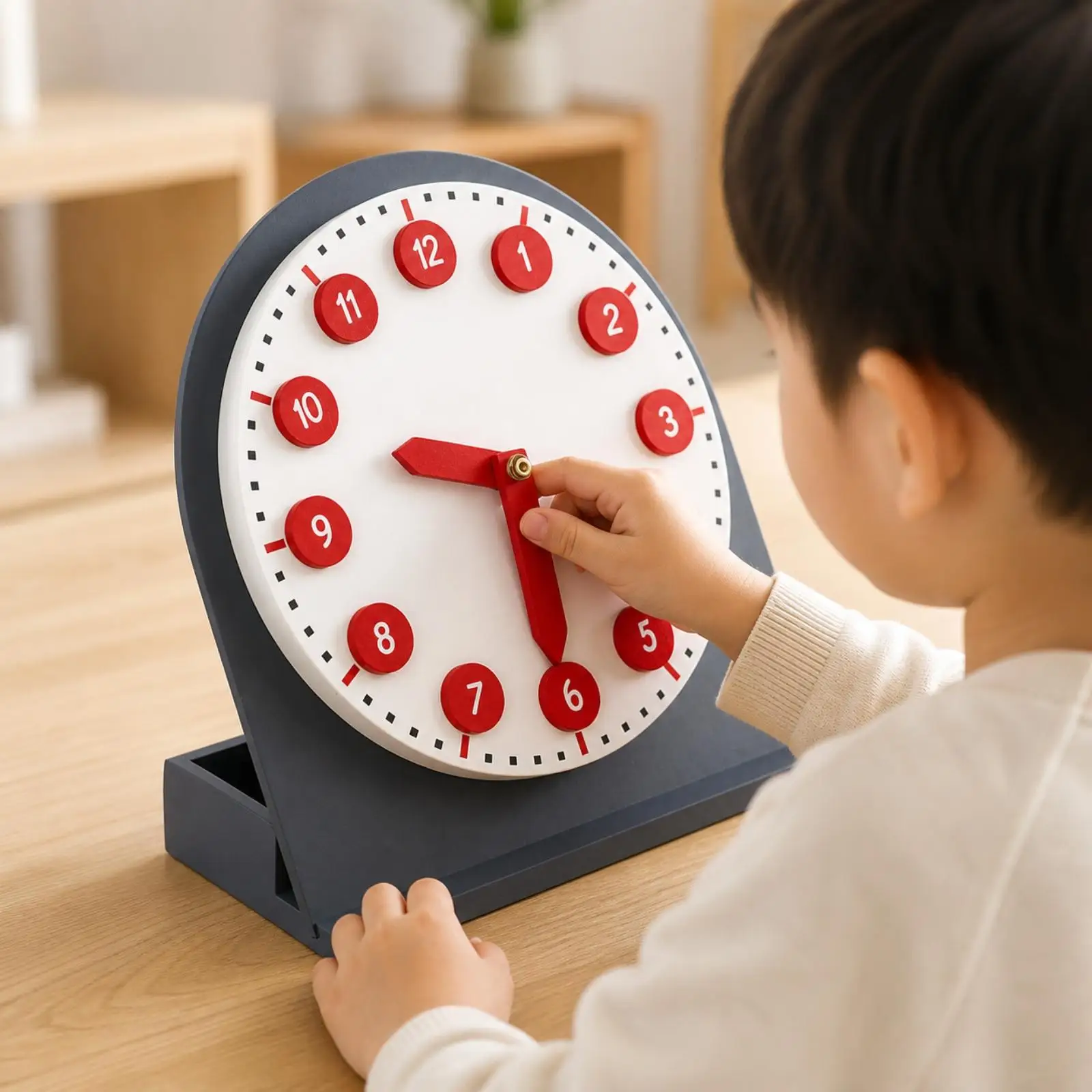 Preschool Educational Wood Clock Toy for Children Time Telling Practice Arithmetic Learning Aid