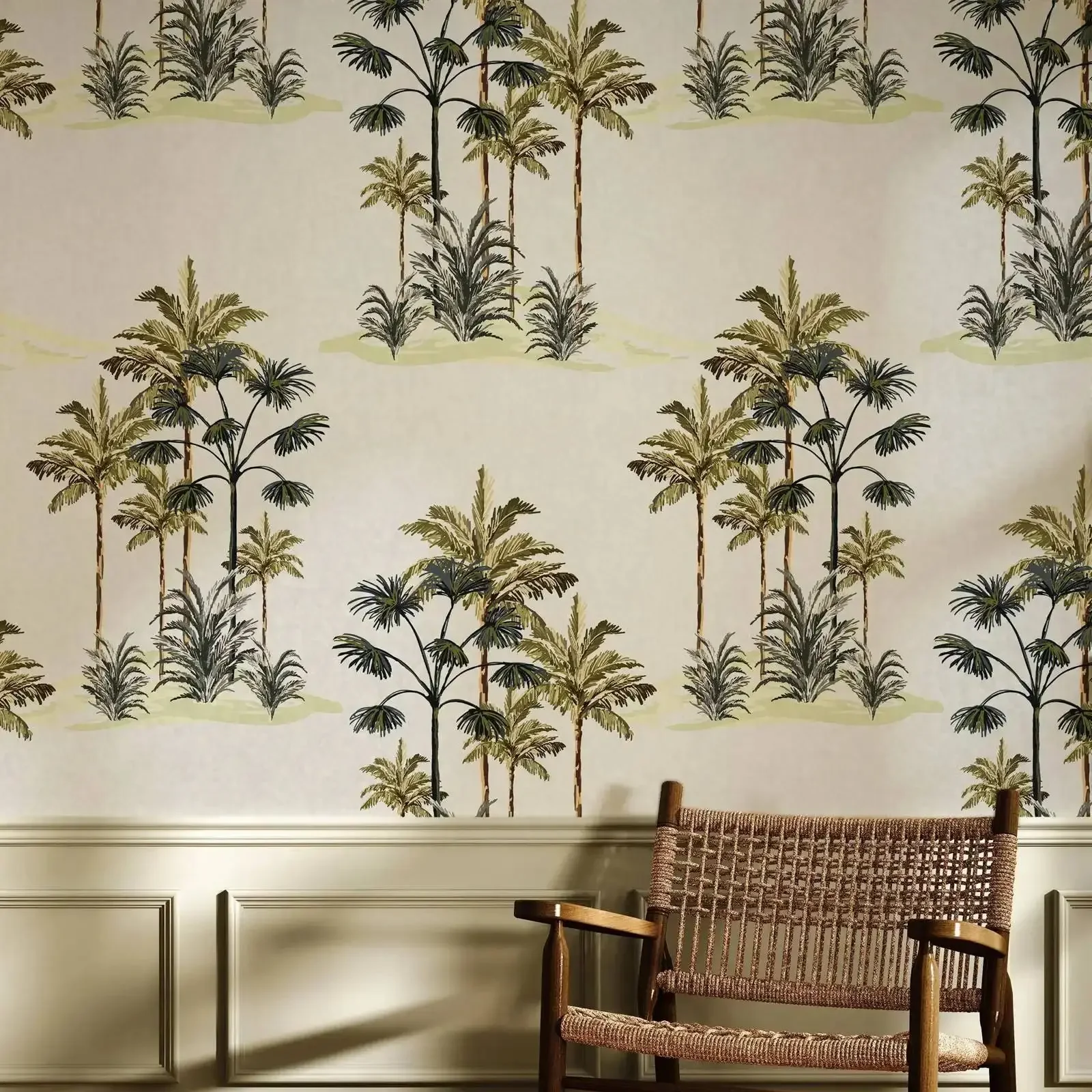 Tropical Palm Tree Peel and Stick Wallpaper , Green Botanical Wall Mural For Home Decor Wall Art, Self-adhesive Or Traditional