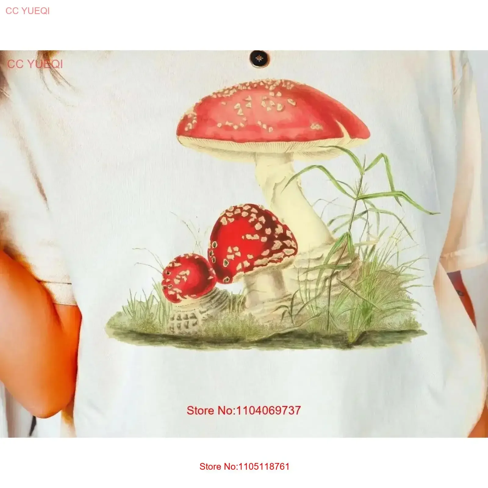 Camiseta Vintage de acuarela Amanita Muscaria, estampado botánico de setas Cottagecore, ropa Hippie de naturaleza mágica, lavada vintage