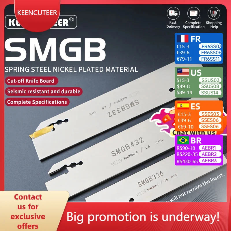 Porte-outil de coupe à rainurer blanc série SMGB SMBB, haute qualité, compatible avec les plaquettes de la série SMGB26 SMGB32 MGMN/MGGN