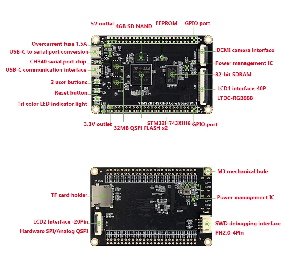 STM32H743XIH6 Core System Board STM32H743 Development Board 32-bit