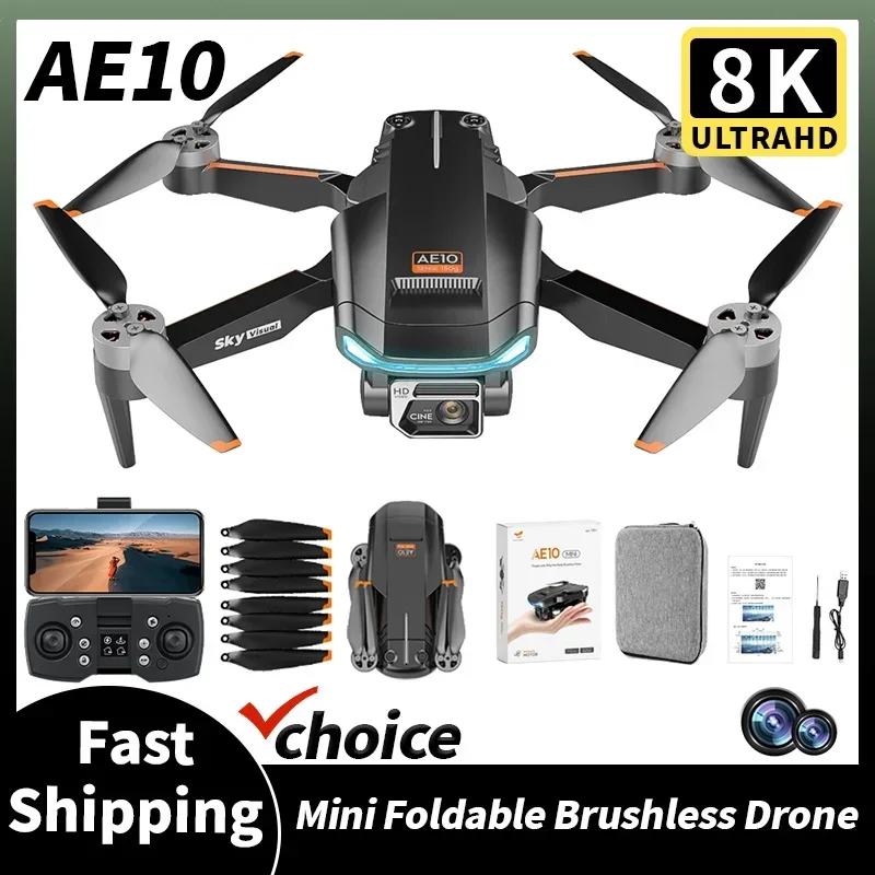 For Xiaomi AE10 MINI Lightweight Drone Foldable Professional 8K HD Dual Camera GPS/Optical Flow Position Brushless FPV Drone