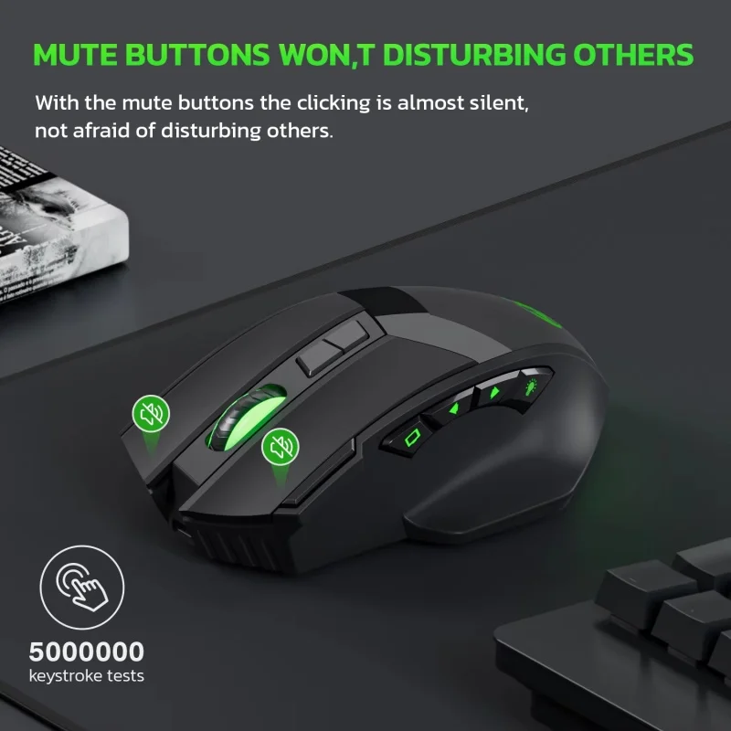 Dual Mode Mechanical Mouse 5.1+2.4G Wireless Bluetooth Mouse Portable Rechargeable Mouse 4800DPI Ergonomic Computer Gaming Mouse