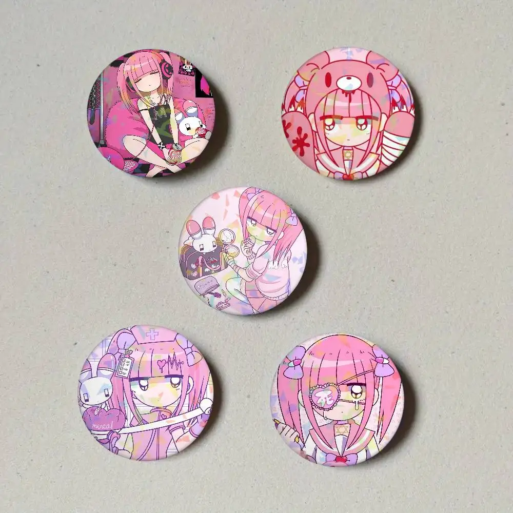 Cute M-Menhera Chan Laser Button Pins Backpack Clothing Decor Brooch Fiction Badge Jewelry Gifts