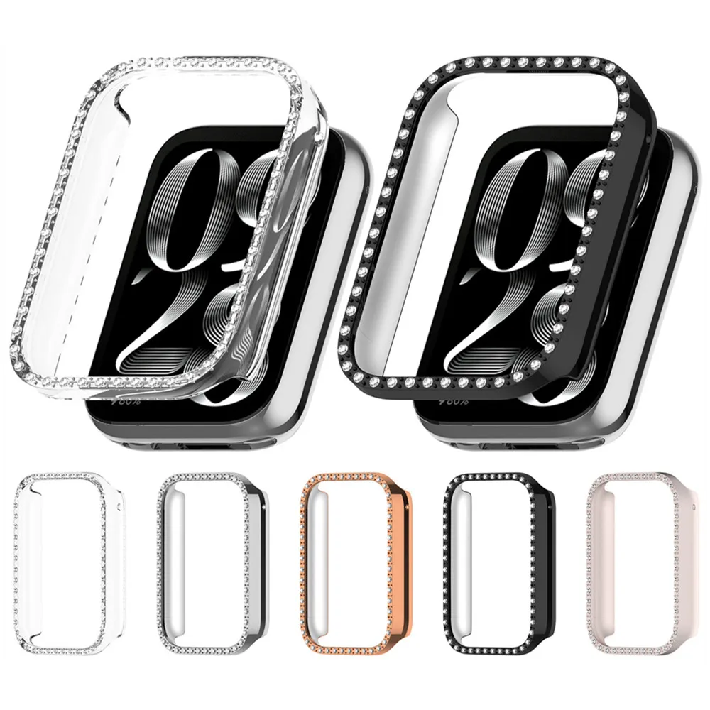 Protective Cover Case For Xiaomi Band 9 Pro Smart Watch band PC Half pack with diamond studded Bumper Frame shell Cases Accessor