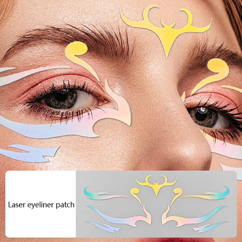 Pegatinas de maquillaje de ojos de colores, delineador de ojos láser, cejas, calcomanías de arte facial, decoraciones de fiesta de Festival de año nuevo de Halloween