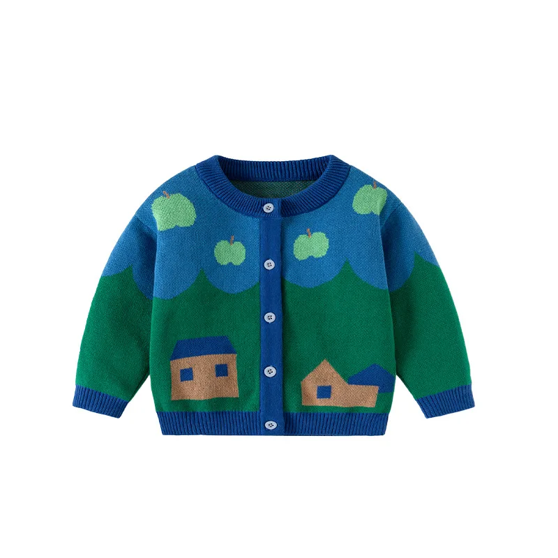 Knitted Pure Cotton Sweater for Boys and Girls, 2026 Autumn and Winter Baby Jacket, Baby Sweater Cardigan