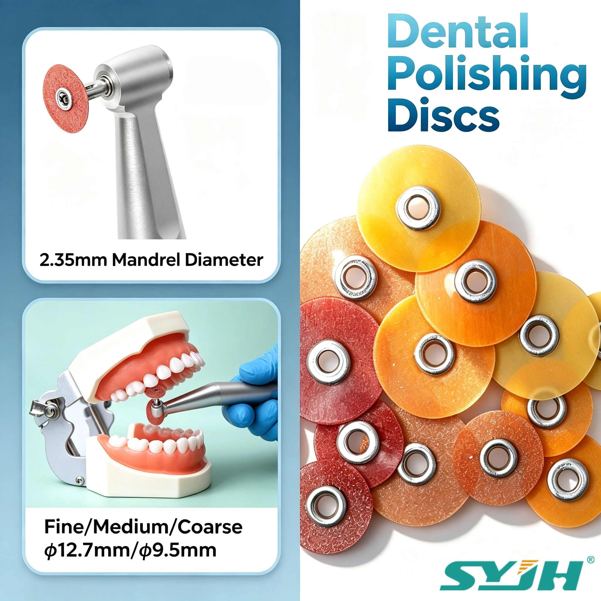 SYJH 50Pcs Kit Dental Finishing & Polishing Discs 4 Grit Levels with Mandrel Holder Flexible Abrasive for Restorations Materials