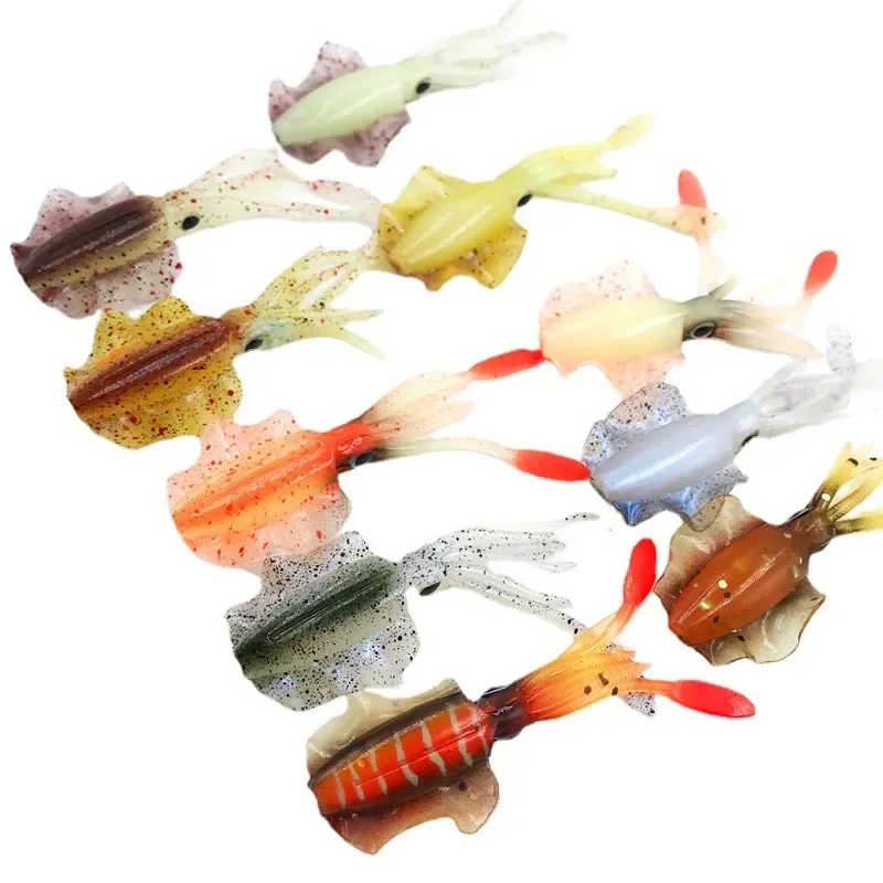 1pcs/4pcs Explosive Imitation Squid Iron Bait Long Lasting UV Material Glow-in-the-dark Bait Strong Toughness Bite Resistant