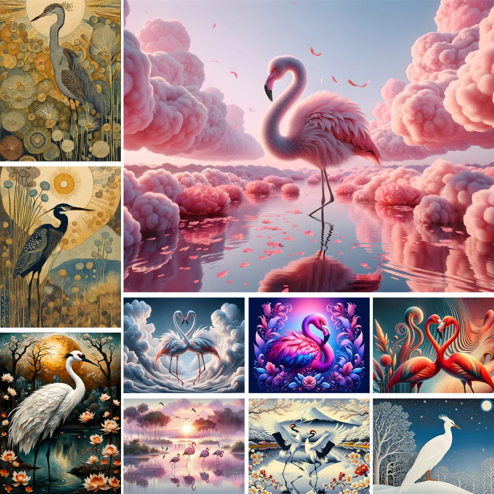 

Без рамки Птица Фламинго Журавль Картина по номерам Набор для вышивки крестом Искусство и ремесла для взрослых Украшение дома Подарок для жены