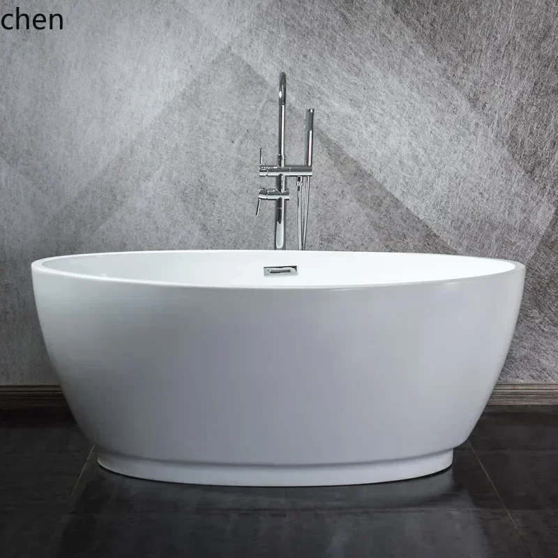 y14-  Egg-Shaped Freestanding Acrylic Single-Person Hotel Batub, Minimalist Design
