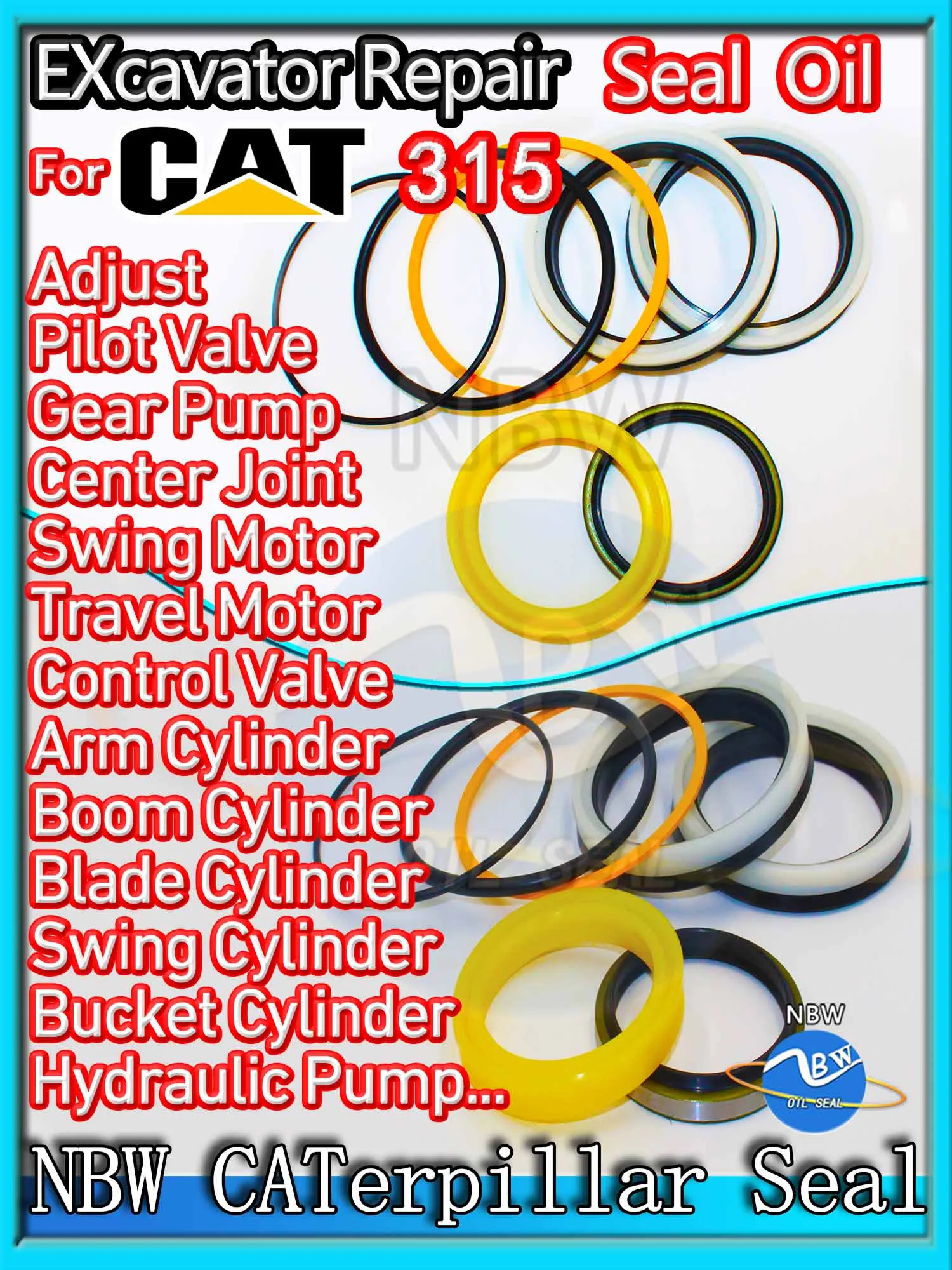 For Caterpillar 315 Excavator Oil Seal Kit High Quality Repair Cat Center Joint Gasket Nitrile NBR Nok Washer Skf Service Track