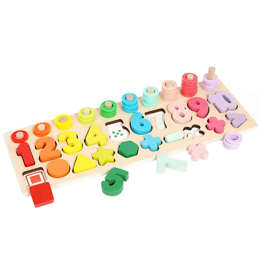 

Набор деревянных пазлов с цифрами и фигурами, развивающие блоки для малышей, дошкольное обучение, развитие когнитивных навыков, подарок на день рождения