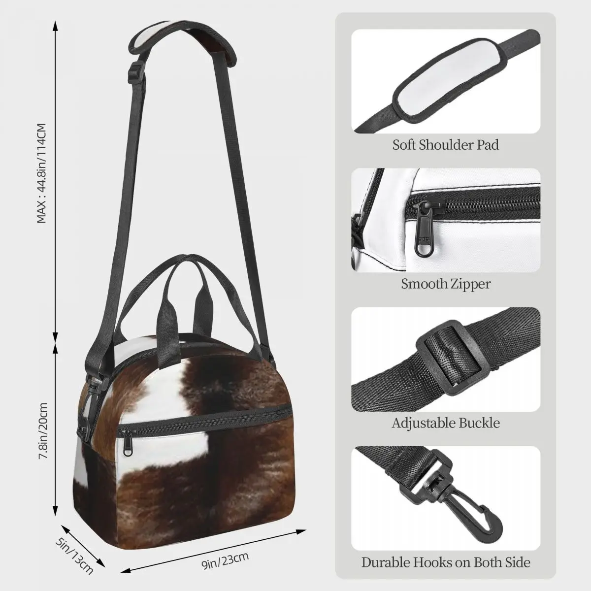 Rustic Ranch Cow Print Insulated Lunch Bag for Women Office Cooler Thermal Box Tote Portable Lunch Boxes