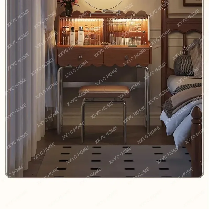 XX Ancient Style Solid Wood Dressing Table Storage Cabinet Integrated Small Apartment Bedroom Makeup Table with Mirror