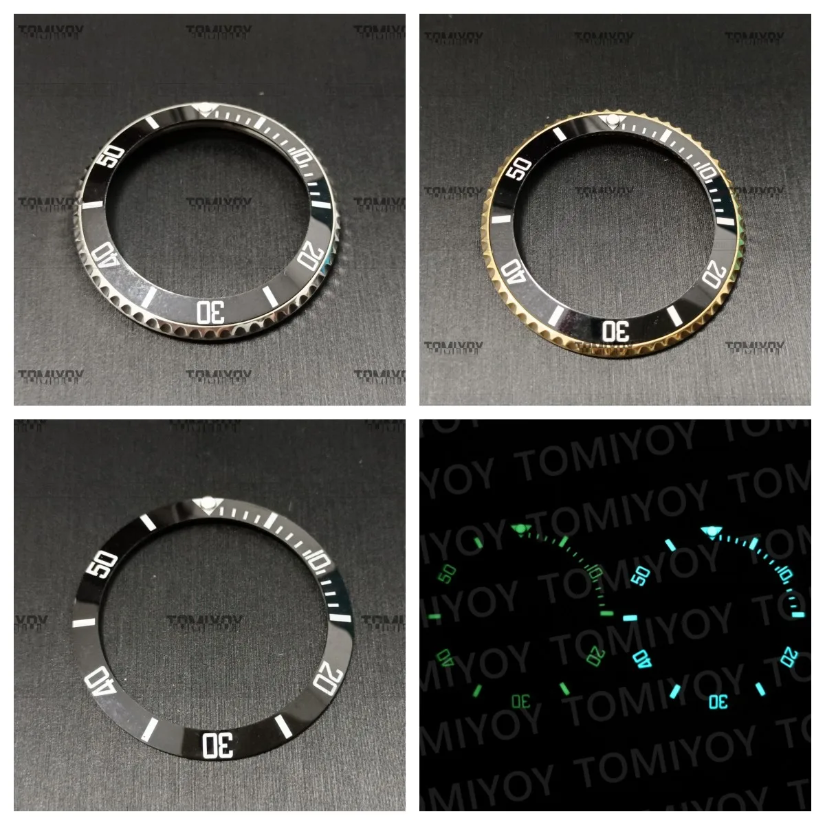 MOD 38MM Black Ceramic Ring Bezel Insert Full Green/Blue Luminous Ring Fit For RLX SUB GMT 40MM Watch Case