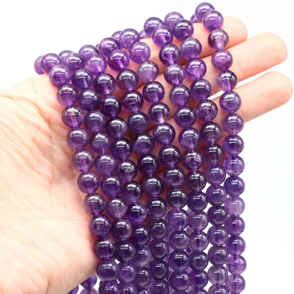 Natural Stone Loose Beads 4 6 8 10mm Amethyst Lava Turquoise Round Charms Crystal Bead for Jewelry Making DIY Bracelet Necklace