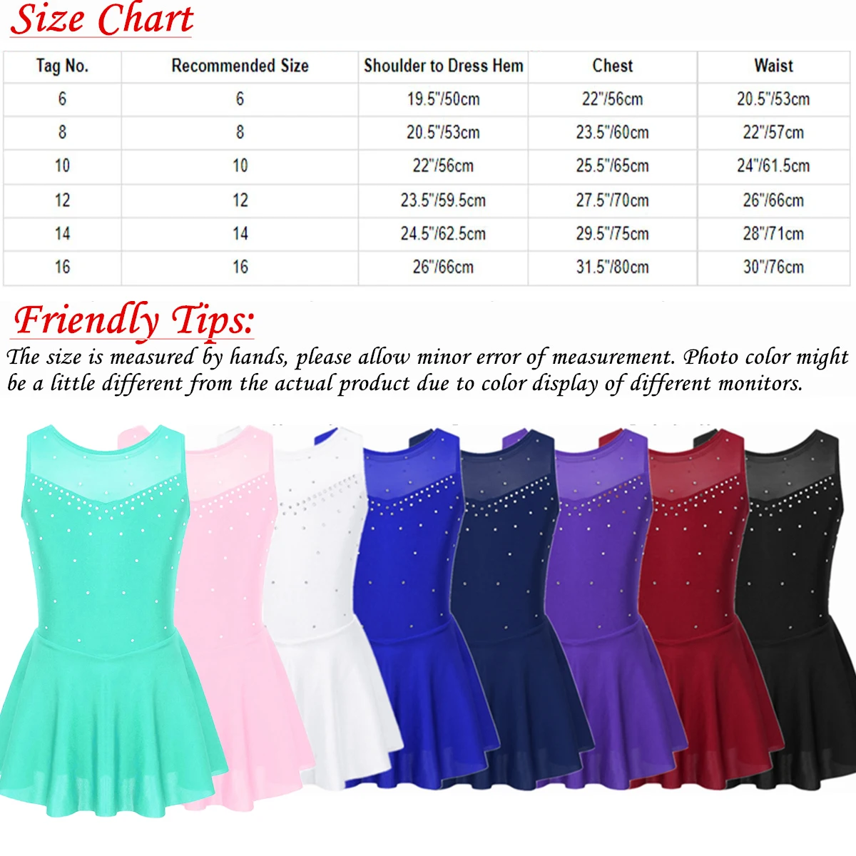 Kids Girls Ballet Dance Leotard Dress Sleeveless Tulle Tutu Dress Gymnastics Figure Skating Workout Ballroom Ballerina Dancewear