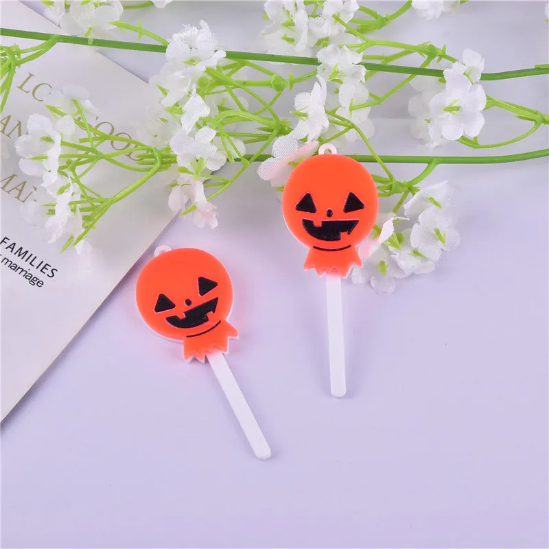 10pcs Halloween Pumpkin Lollipops Arcylic Charms for DIY Earring Jewelry Finding