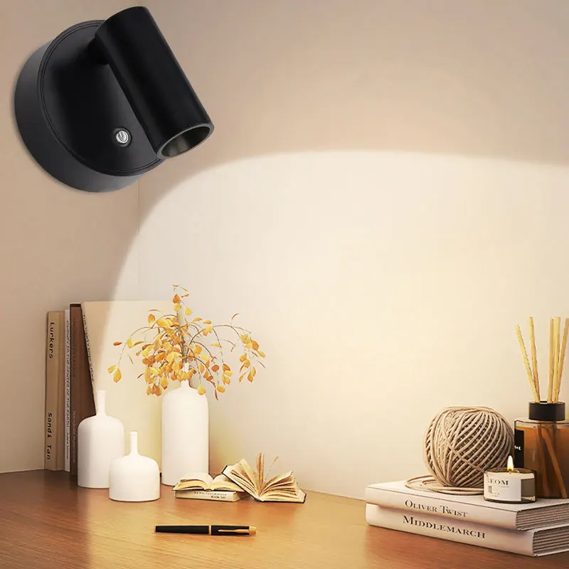 

Easy Installation Rechargeable Spot Wall Lamp Plastic Body Touch Switch Rotatable Magnetic Bedroom Decor Light Sconce LED Lustre