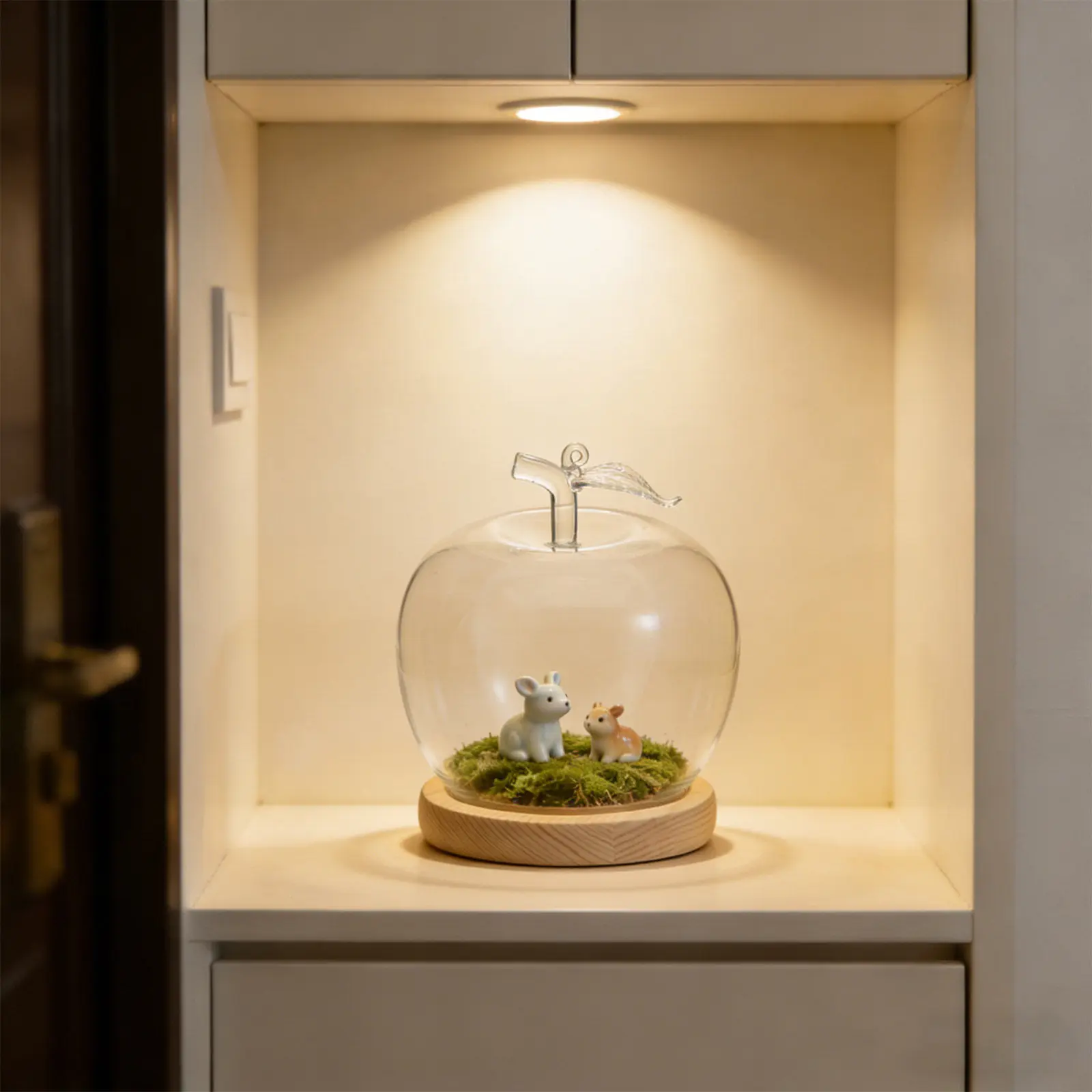 

Стеклянный купол для сувениров с деревянным основанием - пылезащитный колпак-витрина для неувядающих цветов, свадебный центральный элемент декора