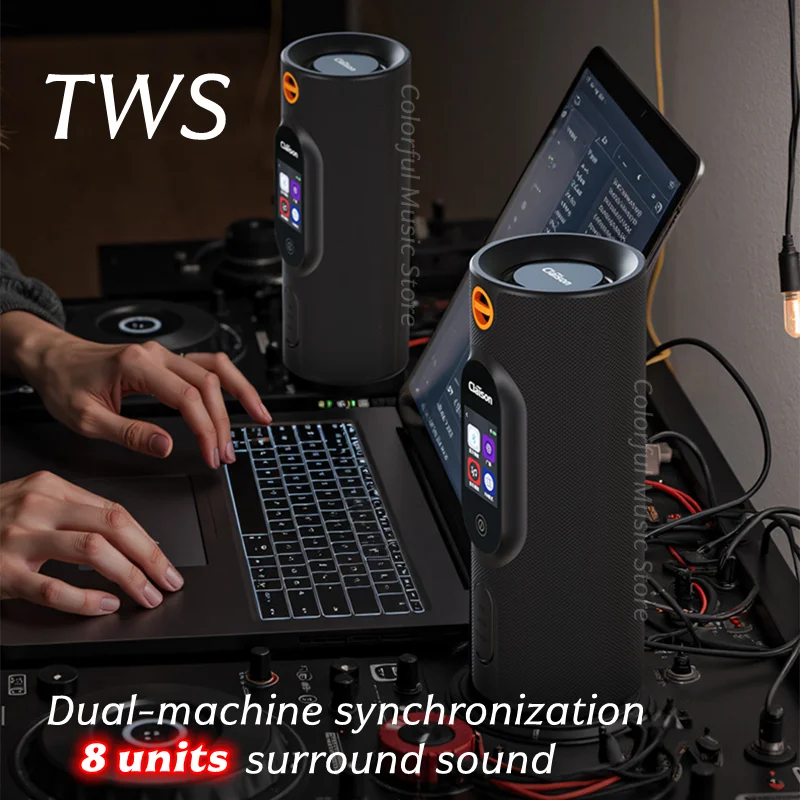 

Portable Bluetooth Speaker HD Touch Screen Shocking Bass Boombox 360° Stereo Surround Wireless Waterproof Subwoofer Home Karaoke