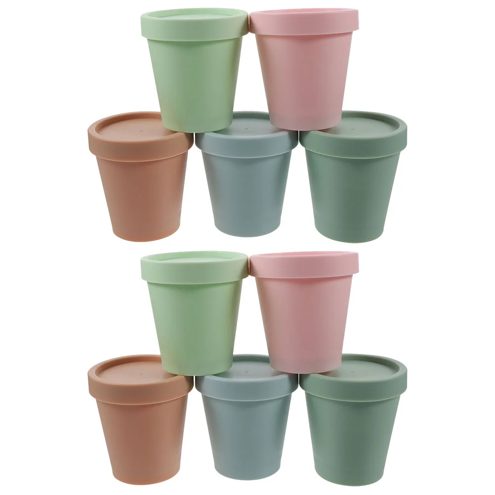 10 Pcs Dessert Cups Containers Ice Cream Homemade Storage For Freezer Yogurt With Lids