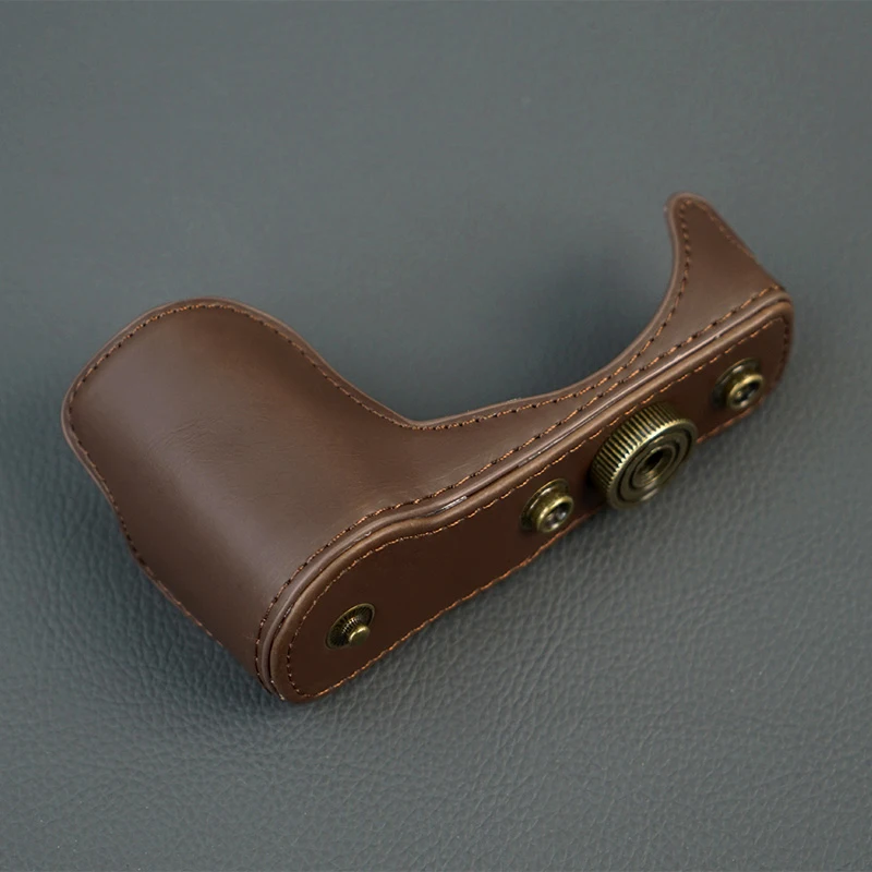 Camera Bag PU Leather Case For Sony alpha A5000 A5100 Protective Cover With Shoulder Strap Camera Body Case Bag Cover 1/4 Screw