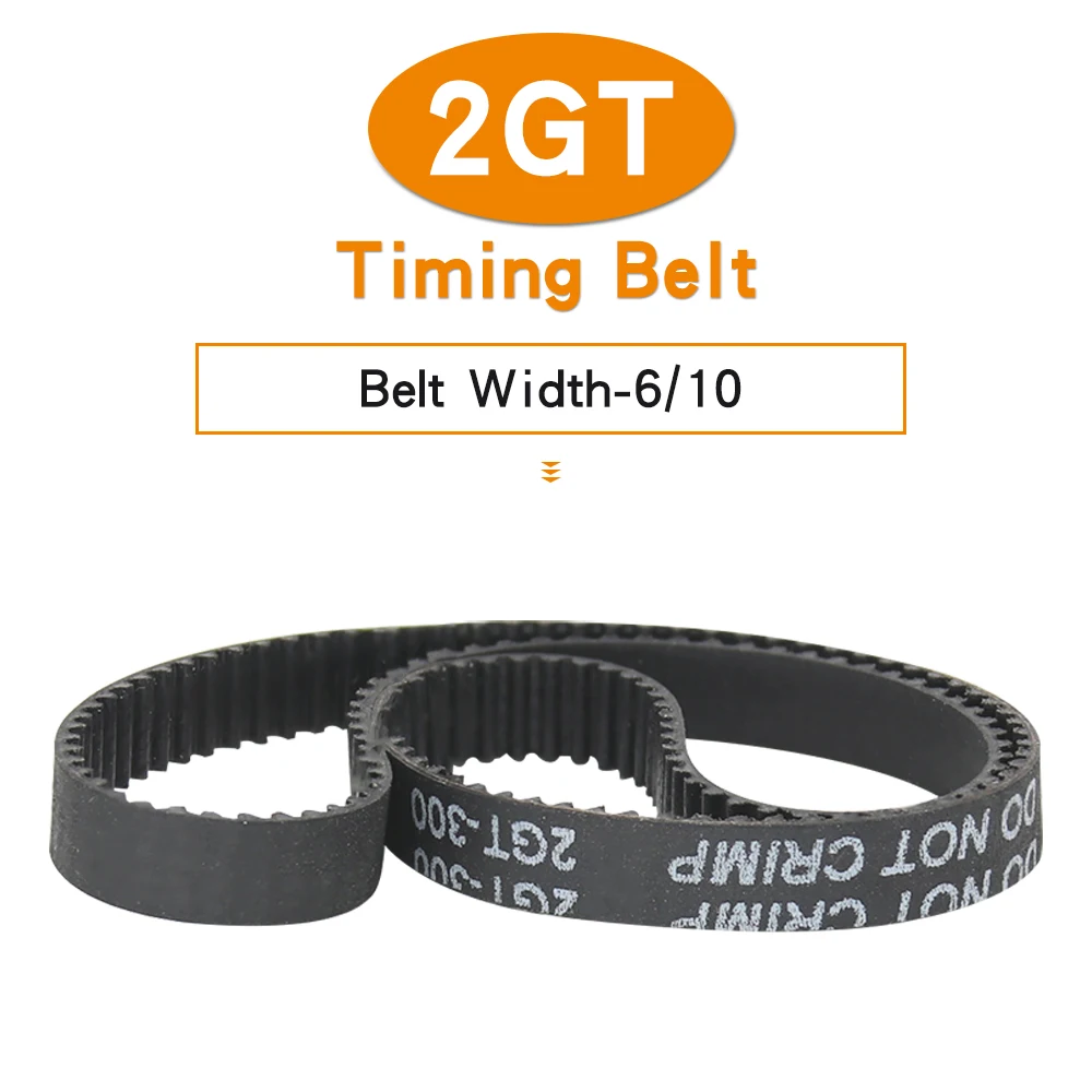 Timing Belt 2GT-268/270/274/278/280/284/288/294/300/302 Closed Loop Rubber Synchronous Belt Width 6/10 mm For 3D Printer Parts