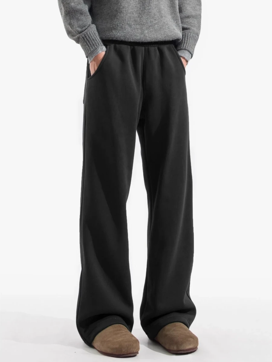 

Men's Bla Casual Pants Draped Suit Trousers Loose Wide Leg Autumn Winter Polyester Fiber High Elastici Vintage Sle