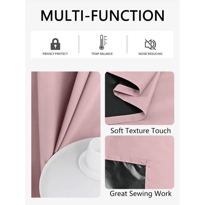 Custom Size 1 pc Pink 99.9% Blackout Curtain for Living Room Bedroom Bathroom Waterproof Fashion Solid Color Window Decor Modern