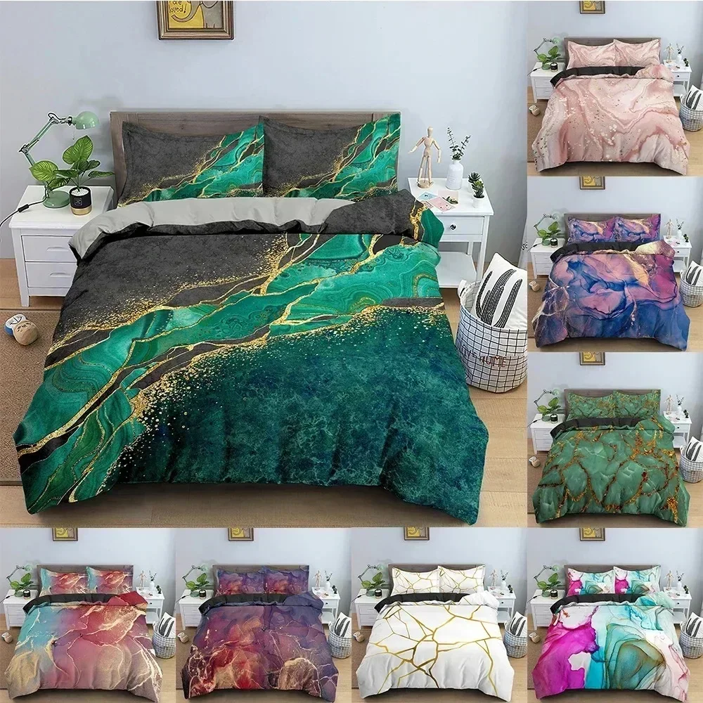 

3D Print Duvet Cover Marble Texture Bedding Set Colorful Pattern Quilt Cover Twin King Comforter Covers With Pillowcase