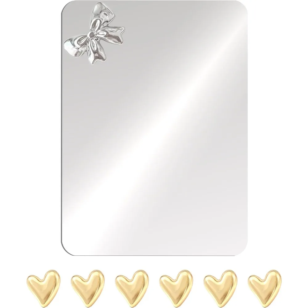 

4-inch X 6-inch Magnetic Locker Mirror with Heart-shaped Magnet, Compact Frameless Magnetic Back Panel Made of Real Glass