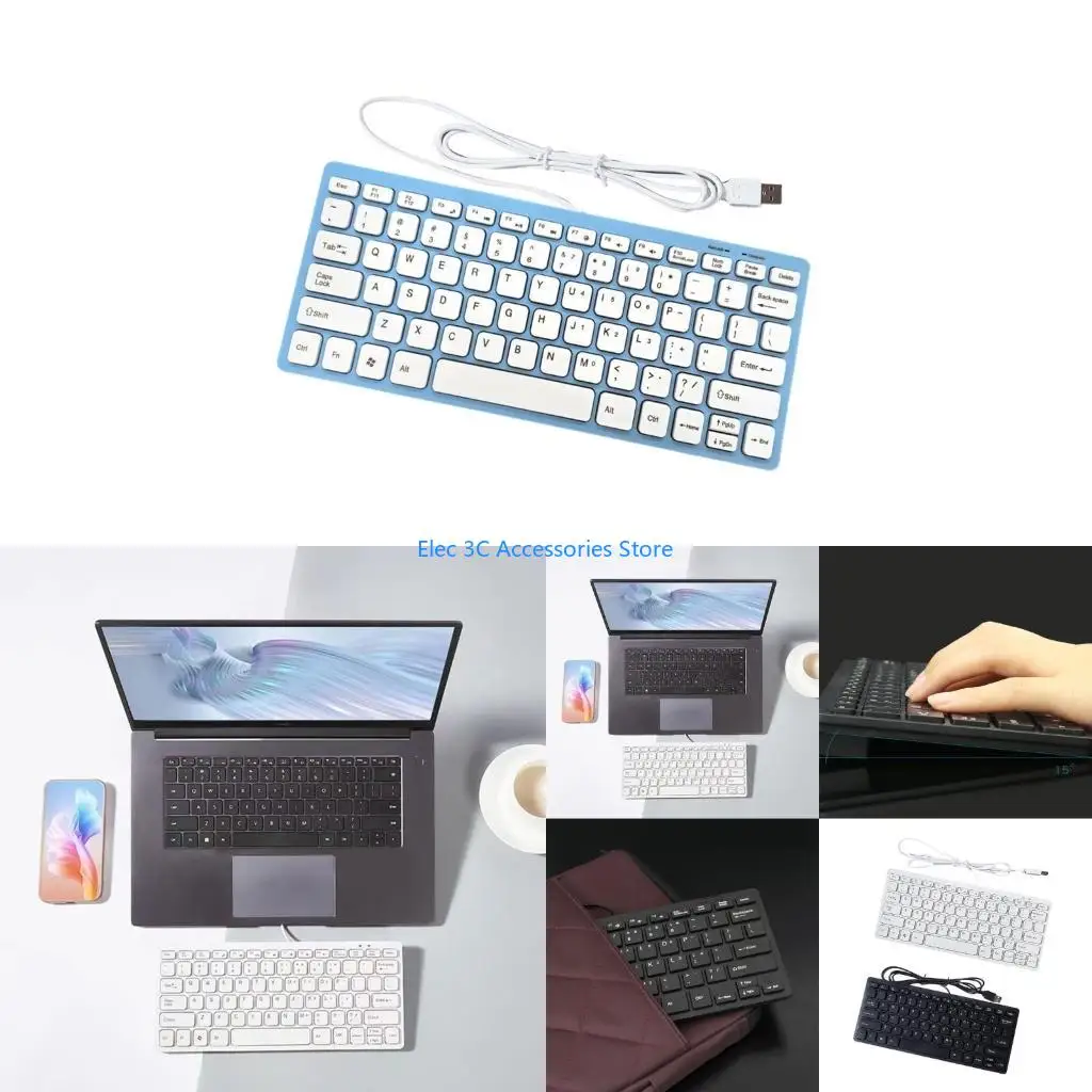 Y51A Wireds USB Mini Keyboards 78 Thin Ergonomic Business Keyboards for PC Laptop