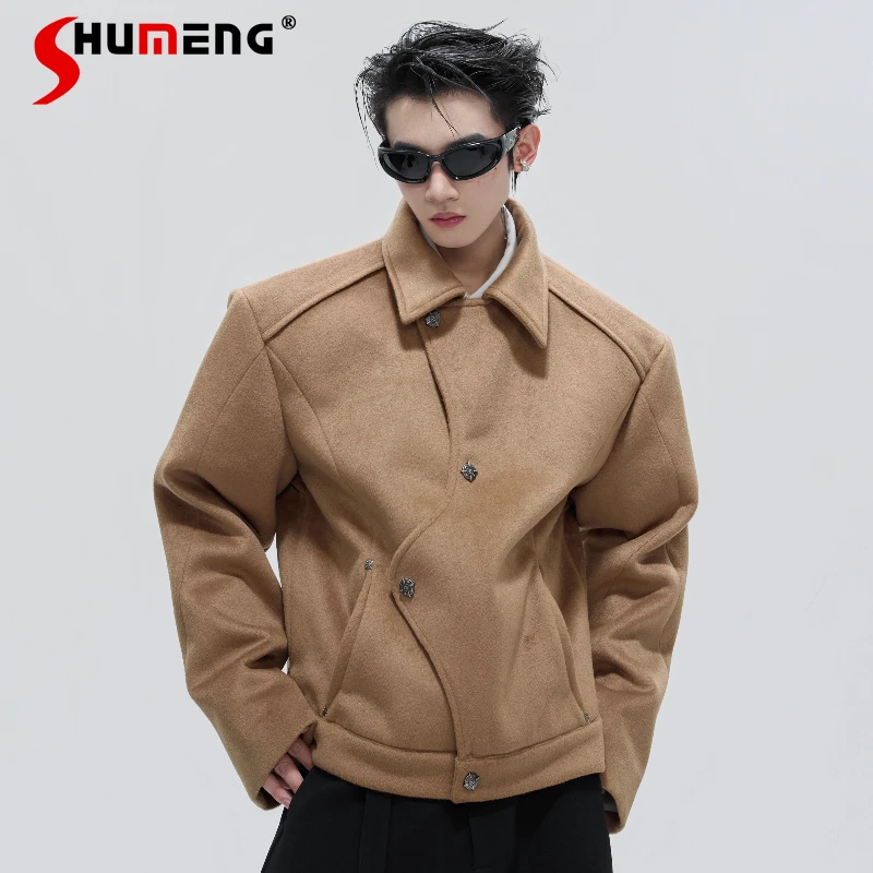 

Мужские осенне-зимние новые легкие роскошные куртки 2025, мужские высококачественные толстые пальто, мужские однотонные модные куртки с длинными рукавами