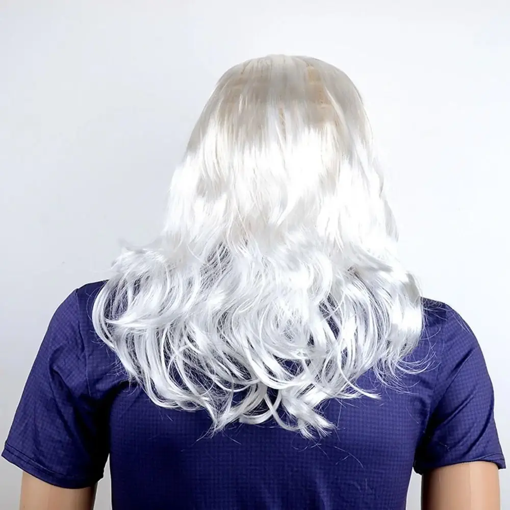 

Забавный парик Санта-Клауса, борода, креативный милый комплект из волос и бороды Санта-Клауса, белый/коричневый, унисекс, парик с вьющимися волосами Санта-Клауса, наряд