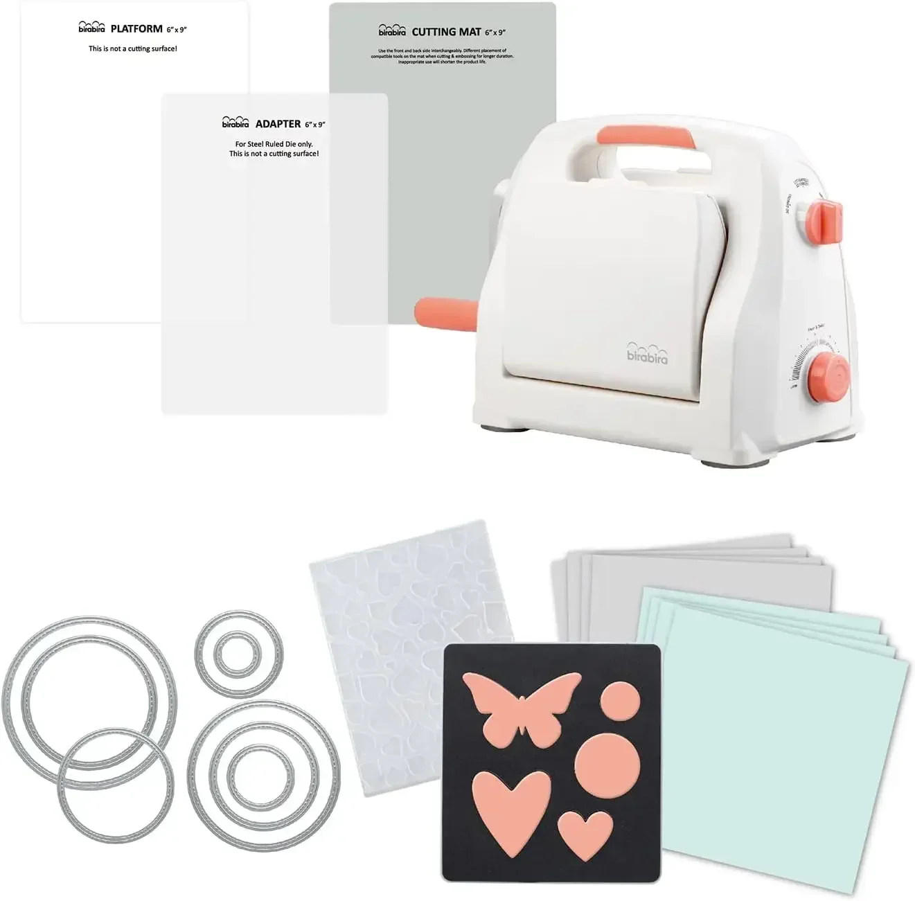 

6 inch Adjustable Die Cutting & Embossing Machine STARTER KIT, 15 pc. Feeding Slot 6-1/4" for 6" Paper and Other Materials